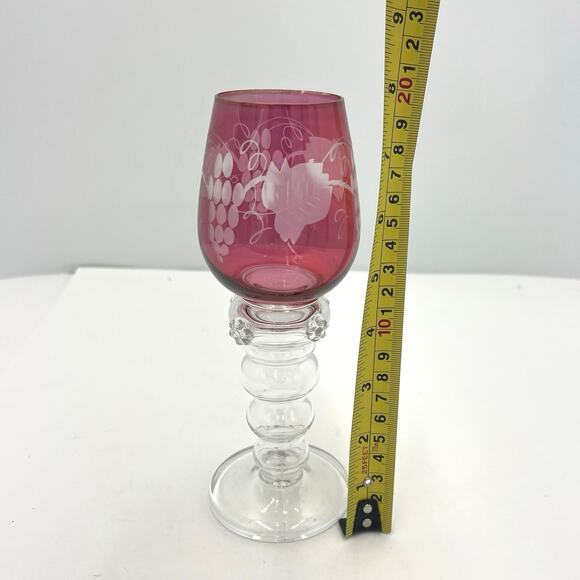 Gullaskruf Sweden Red Grape Vine Collectible Liquor Wine Glass 7.75" - Picture 10 of 10
